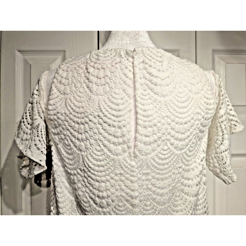 NEW Lilly Pulitzer Somerset Dress Sz: M Nylon Scalloped Lace Lined Cold Shoulder - Picture 6 of 16